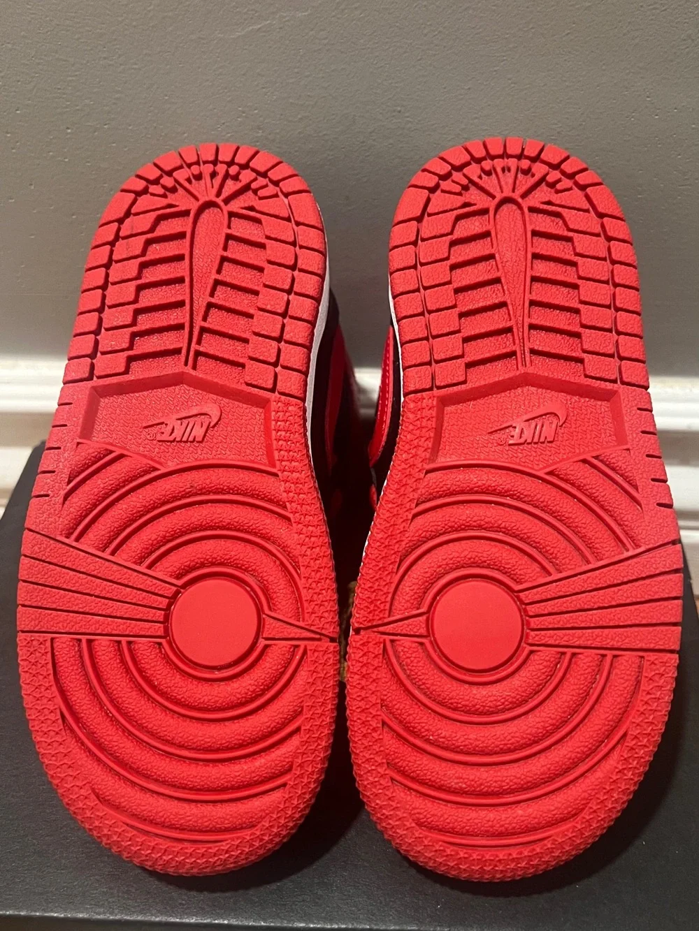 Jordan 1  Kids' Black & Red High-Top Sneakers